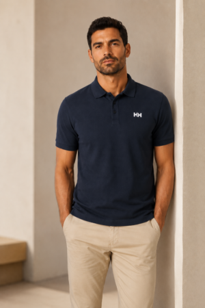 Erkek Lacivert Polo Yaka Tişört Kısa Kollu Basic Günlük Slim Fit Pamuklu T-Shirt