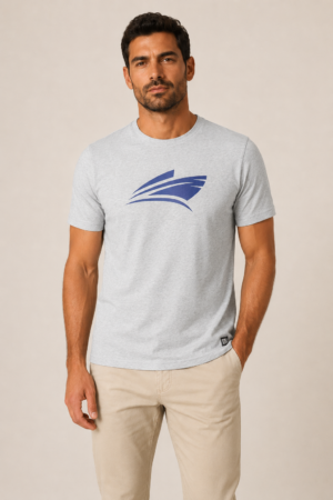 Erkek Gri Bisiklet Yaka Baskılı Tişört Kısa Kollu Günlük Basic T-Shirt